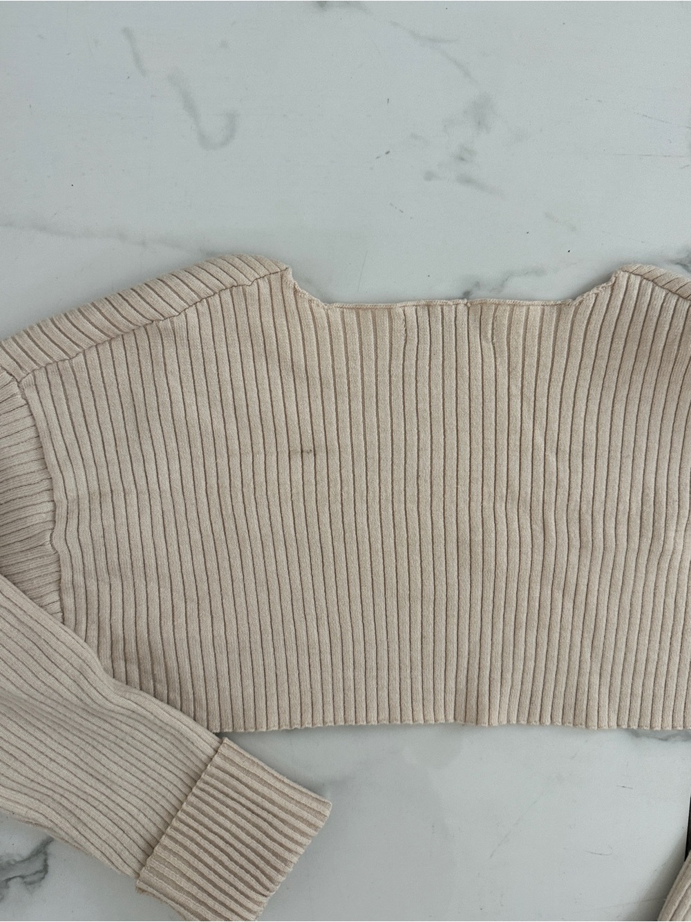 Cropped Ribbed Shrug - Cream - Picture 3 of 3